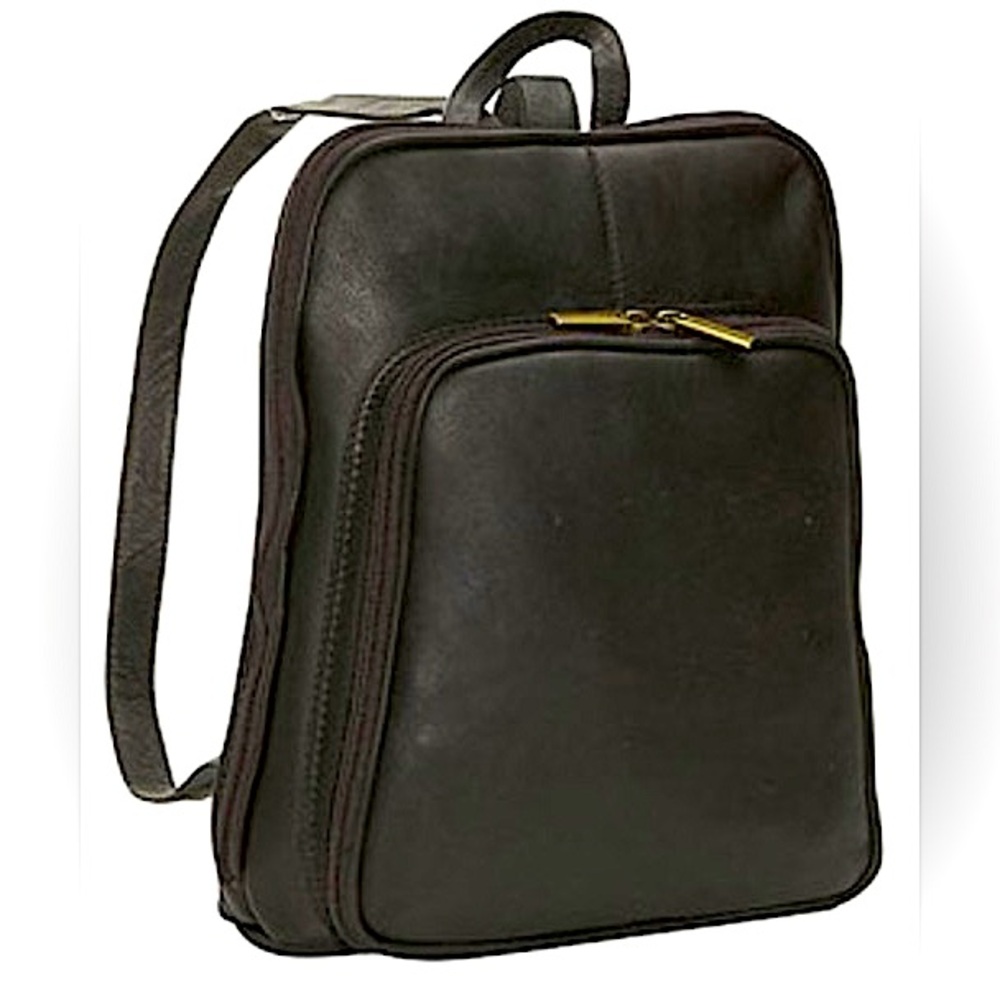 DAVID KING BOSTON Women’s 100% Italian Leather I-Pad Expand Backpack-Black-READ!